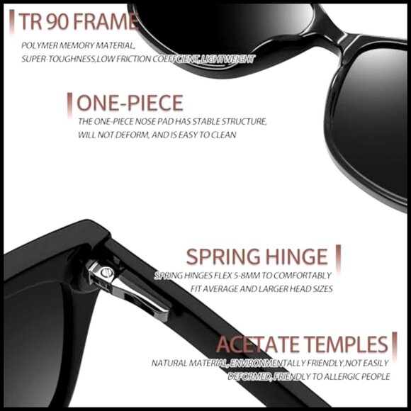 Oversized Cateye Sunglasses Polarized UV400 Protection Acetate TR90 Frame main image 5